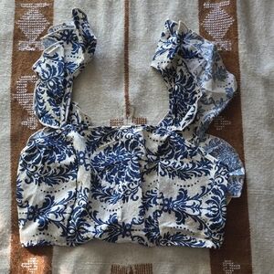 Floral Blue and White Women's Two Piece Set